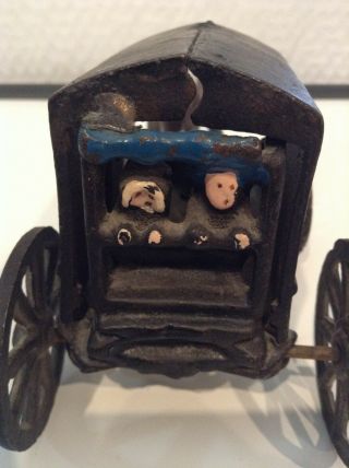 Vintage Cast Iron Metal Amish Horse Drawn Buggy Carriage Wagon toy collectible 3
