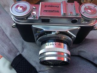 Vintage Voigtlander Prominent camera with 50mm Nokton 1.  5 lens.  Case. 2