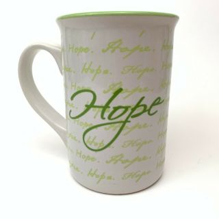 Inspirational Gibson Coffee Mug Tall 14 Oz Cup Hope Lime Green Letters & Inside
