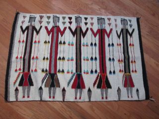 Native American Navajo Vtg Hand Woven Wool Yei Rug 55 " X 36 " Saddle Blanket