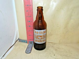Old Colony Soda Bottle - By Orange Crush,  10 Oz Brown Glass Bottle - No Damage
