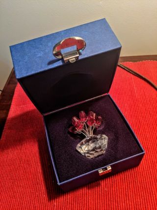 Swarovski Crystal Vase of Red Roses,  certificate,  mirror stand 2