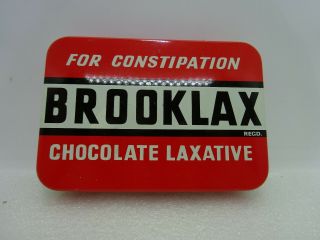 Vintage Brooklax Chocolate Laxative Tin Box Made In England For The Greek Marke