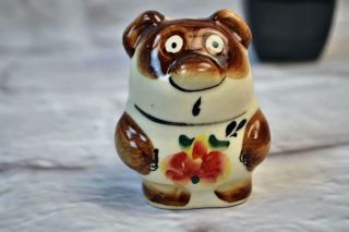 Gzhel Porcelain bear Figurine Handmade Souvenir Hand - painted Winnie the Pooh 3