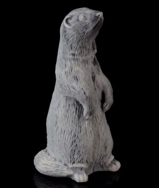 Ferret Marble Figurine Polecat Stone Sculpture Russian Art Animal Statue 3 3/4 "