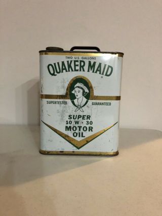 Vintage Premium Quaker Maid 2 Gallon 10 W 30 Oil Tin Can Empty