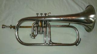 1925 Couesnon Monopole Flugelhorn Bugle With 8 Mouthpiece And Case Vintage Old