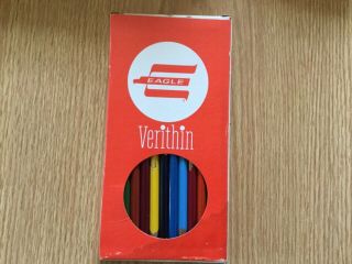 Vtg Eagle Verithin Colored Pencils Art Set 796sp
