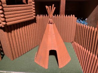 Marx Vintage Soldiers Fort Apache Metallic Blue Cavalry Indians Playset Tepee