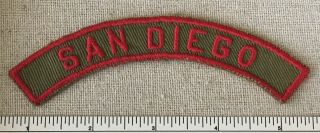 Vintage San Diego Boy Scout Khaki & Red Community Strip Patch Krs Rws Town Ca
