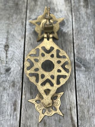 Vintage Xl Brass Lattice Door Knocker Handmade In Morocco 10.  5”x5”