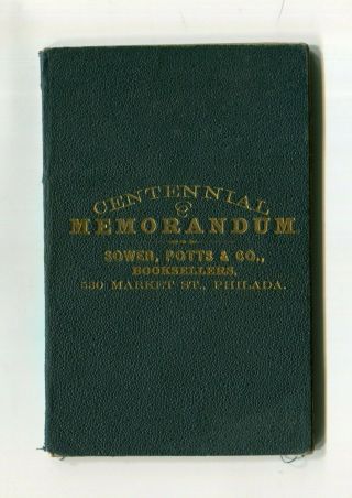 1876 Philadelphia Worlds Fair Centennial Memorandum Info & Receipt Book