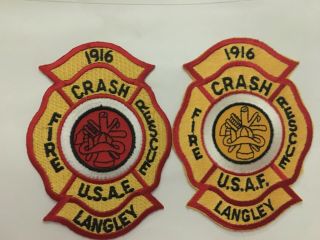 Set Of 2 Us Air Force Langley Afb Fire Department Patches Virginia