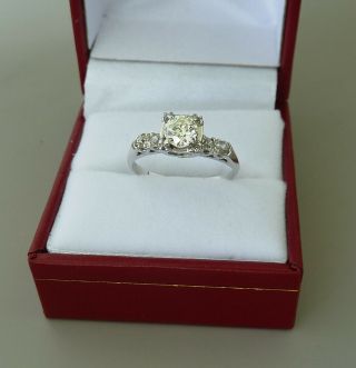 Vintage 14k White Gold 0.  50 Ct Diamond Engagement Ring Old European & Mine Cut