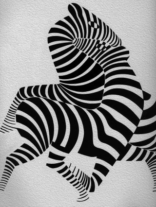 A0 Zebra Canvas Vintage Art Print Painting Black White Victor Vasarely Large