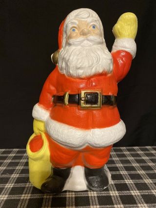 Vintage Christmas Blow Mold Santa With Yellow Bag 13 "