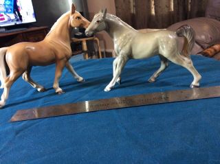 2 Vintage Horses Ceramic Japan Horse Figurines Each 6” Long