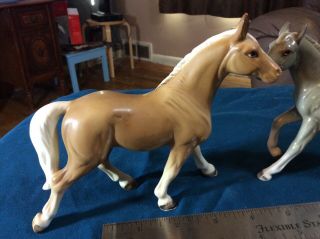 2 Vintage Horses Ceramic Japan Horse Figurines Each 6” Long 3
