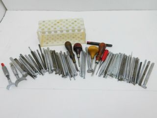 Large Lot Vintage Leather Hand Tools Stamps Punches Craftool Tandy 56pc