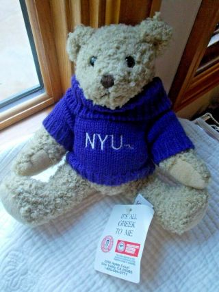 York University Nyu Nwt Jules Teddy Bear W/logo Sweater It 