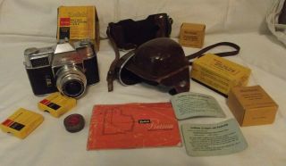 Vintage Kodak Retina Reflex Iii 35mm Camera,  Leather Case And Accessories
