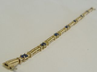 Vintage Magnificent 14k Gold Sapphire And Diamond Bracelet 7 3/8 " Long