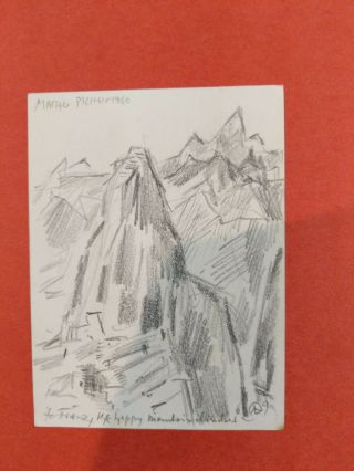 Werner Drewes Pencil Drawing Machu Pichu