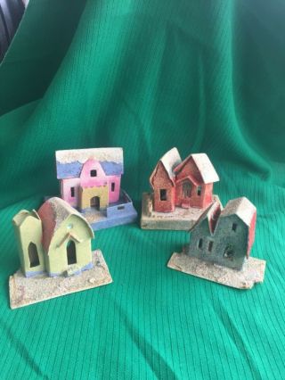 Vintage Made In Japan 4 Putz Houses Christmas Decoration
