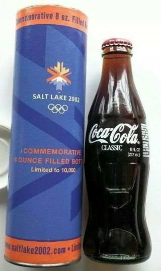 Coca - Cola Coke 2002 Salt Lake City Winter Olympics Collectible Bottles With Tube