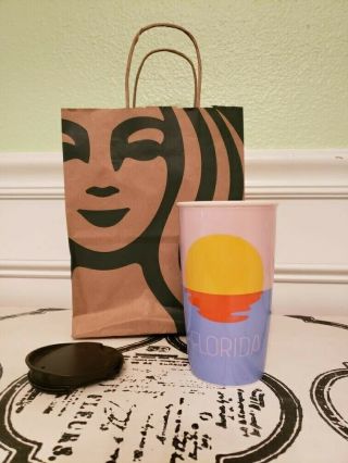 Starbucks Florida Tall Travel Tumbler W/ Lid Ceramic Souvenir Mug