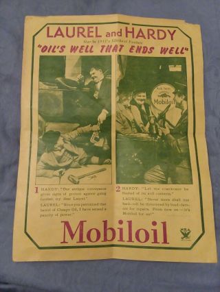 Vintage Laurel And Hardy 1933 Mobiloil Ad Nra Key Publishing