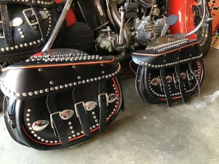 Vintage Leather Saddle Bags For Harley - Davidson Knucklehead Panhead Buco