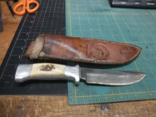 Vintage Custom Handmade R.  H.  Ruana Bonner Montana Fixed Blade Knife With Sheath