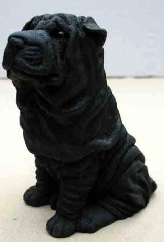 Castagna Dog Figurines - Shar Peis,  Black,  Sitting,  Item 015n