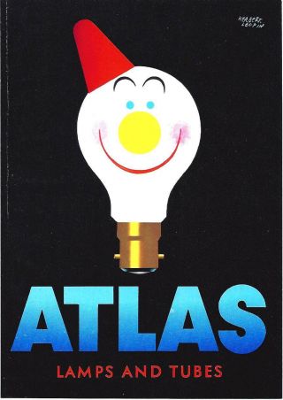 Vintage Poster Print Atlas Lamps Clown 1954 Leupin