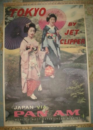 Vintage Pan Am Travel Poster To Tokyo Japan By Clipper Jet