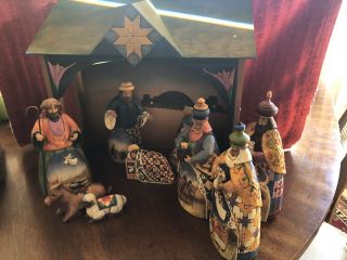 Jim Shore Heartwood Creek Mini Nativity Set Of 10 Fig.  And Stable 2004,  Gift.