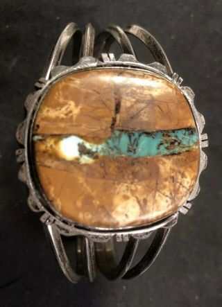P.  A.  Smith Vintage Native American Indian Navajo Sterling Silver Large Bracelet