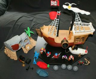 Vintage 1994 Fisher Price Great Adventures Pirate Ship 7043,  Island &