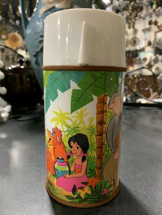 Vintage 1966 Walt Disney Jungle Book Movie Metal Lunchbox Thermos Only W Lid/Cup 3