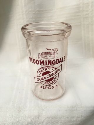 Vintage Half Pint Milk Bottle Cream Jar Bloomingdale Dairy Newark Jersey