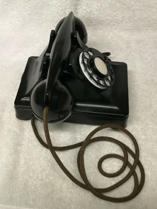 Vintage 1940s WESTERN ELECTRIC Black 302 4 - 49 Rotary Dial Desk Phone F1 Handset 3