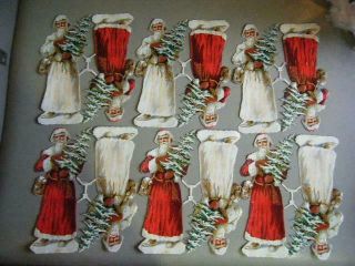 Vintage Heller Victorian Santas Tree Christmas 6 Die Cut Sheets Austria