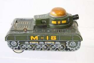 Vintage Battery Mt Trade Mark Modern Toys Japan Litho M - 18 Toy Tank.