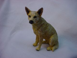 Australian Cattle Dog Figurine Red Heeler Dog Hand Painted Resin Statue Puppy