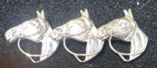 Sterling Silver Three Horse Head Pin Stockpin