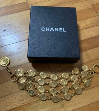 Auth Chanel Bracelet Vintage Gold Wrist L: 19cm Lady 
