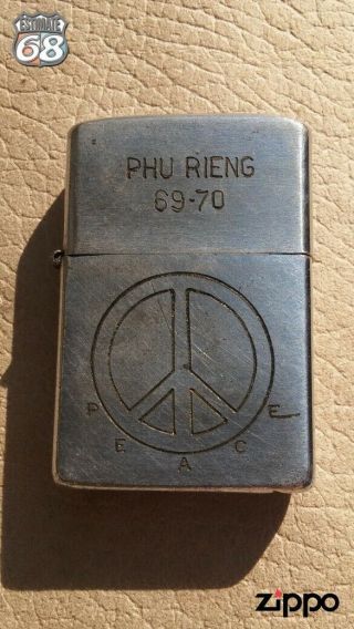 Vintage Zippo Petrol Lighter Vietnam War Phu Rieng 69 - 70