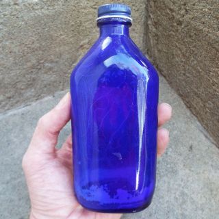 Vintage Cobalt Blue PHILLIPS MILK OF MAGNESIA 12oz Bottle with Label 3