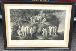 19th C.  Framed Victorian Amand Durand Etching - The Muses And The Pierides